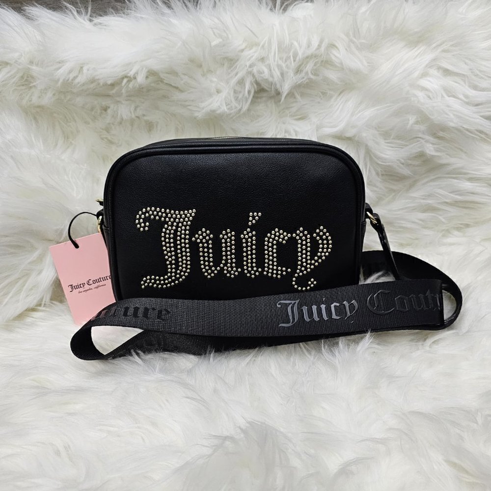 Juicy Couture Gothic Black Obsession Crossbody Shoulder Bag Studded NEW
